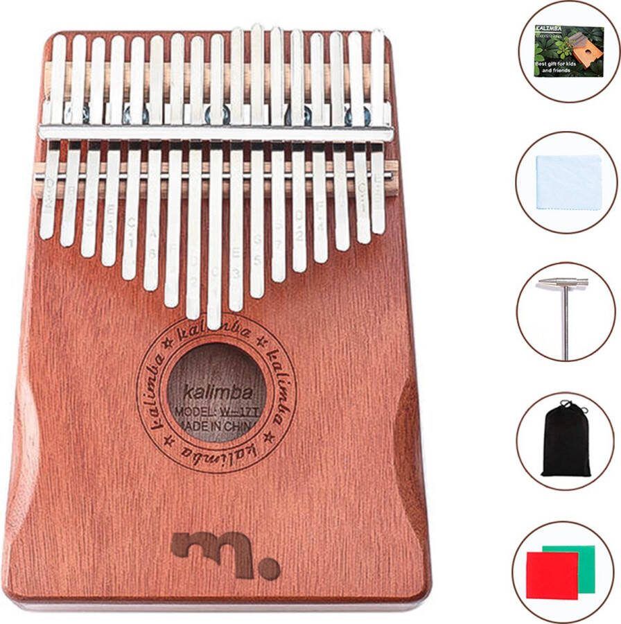 Miseru Kalimba set 17 Tonen Duimpiano 6 in 1 Deal Okoumé Hout Voor alle leeftijden Beginners tot Gevorderden Cadeautip