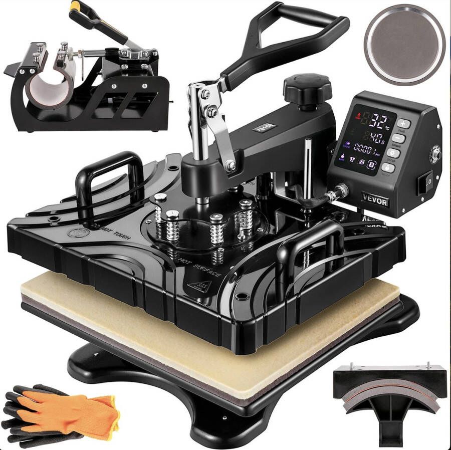 MiShar 5 in 1 Transferpers Hittepers Zwart 12X15 Inch 30X40 CM Heat Press Led Display Warmte Pers
