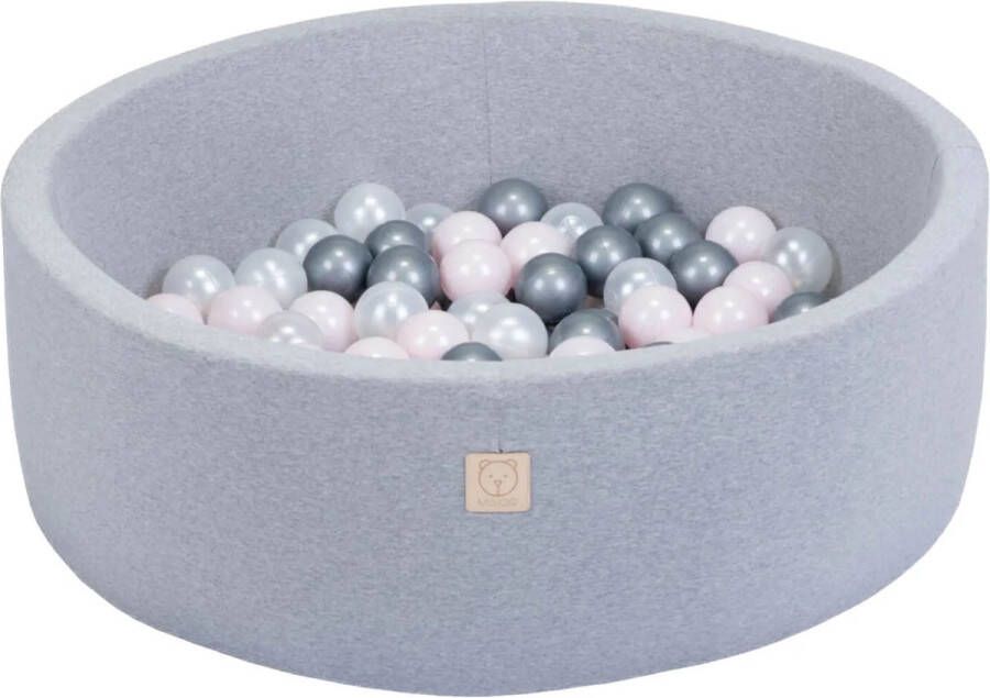 Misioo Ballenbak Rond 90x30 Licht Grijs incl. 150 ballen Pearl Silver Light Pink