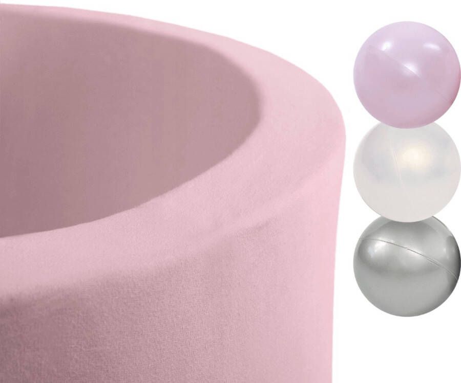 Misioo Ballenbak Rond 90x30 Licht Roze incl. 150 ballen Pearl Silver Light Pink Pearl