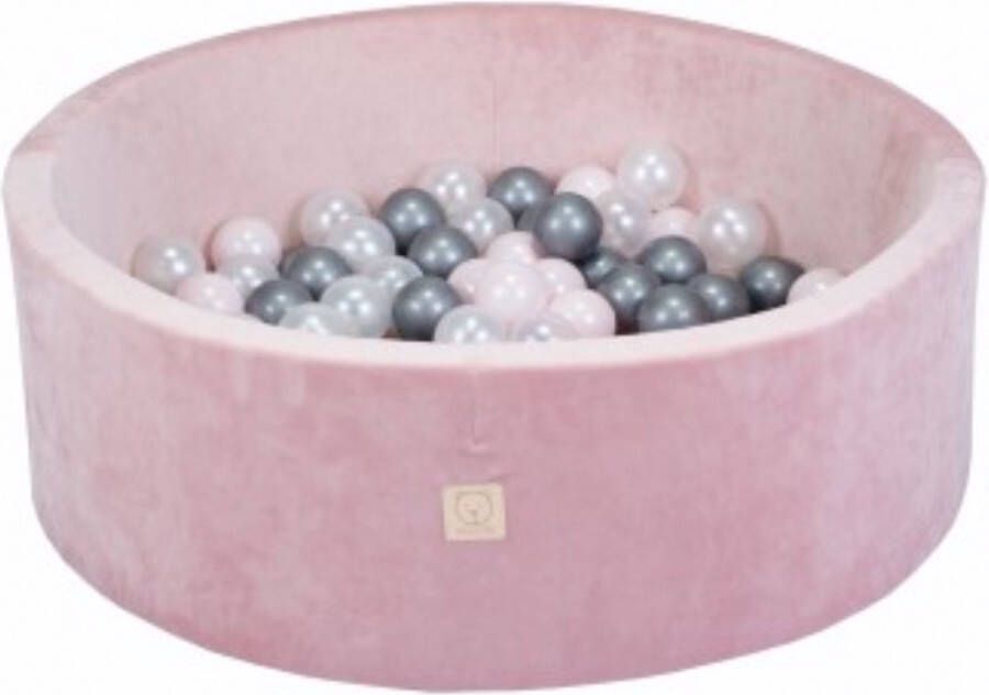 Misioo Ballenbak Rond 90x30 Velvet Pink incl. 150 ballen (Pearl Silver Light Pink Pearl)