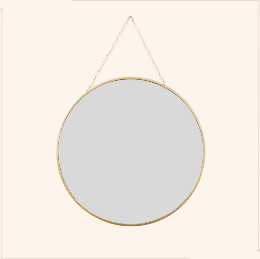 Orange85 Spiegel Rond met Ophangketting Wandspiegel Goud Diameter 29 cm Glas