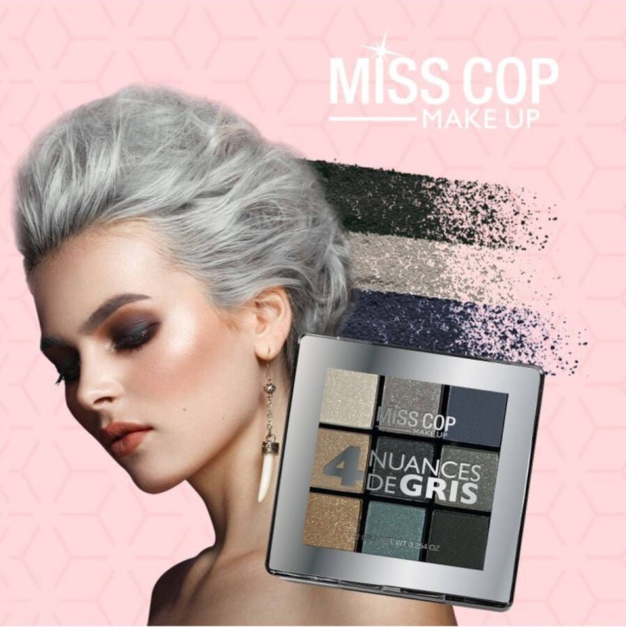 Miss cop VEGAN Oogschaduw KLEURENPALET N° 04 GRIJS