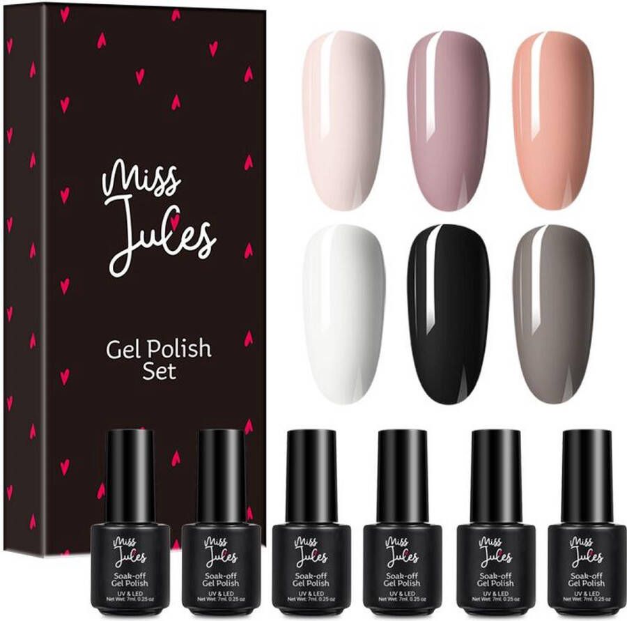Miss Jules Complete Gellak Starterspakket Roze & Glitter Nagellak Glanzend en Dekkend Resultaat Incl. Nagelvijl
