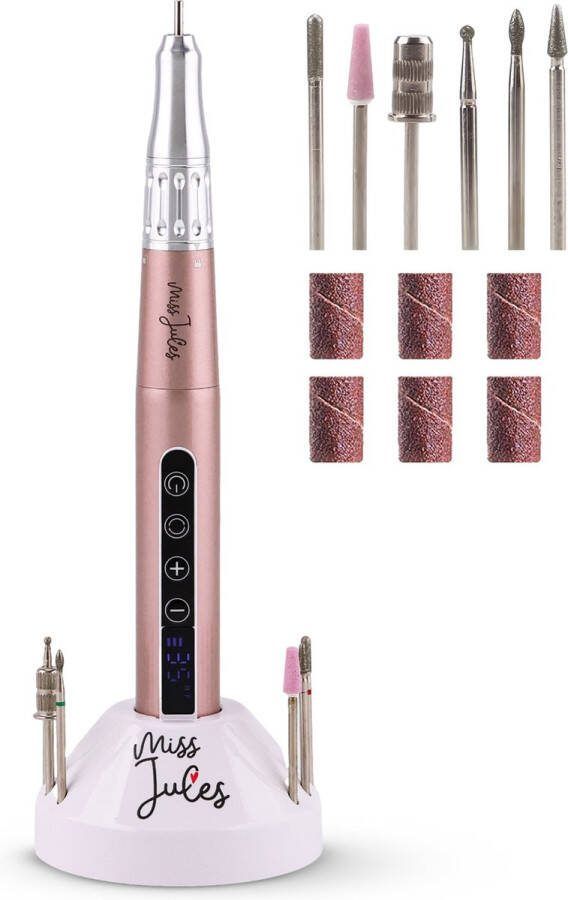 Miss Jules Professionele Elektrische Nagelfrees Draadloos en Oplaadbaar Roze Nagelvijl Manicure & Pedicure set Nagelvijl Elektrisch