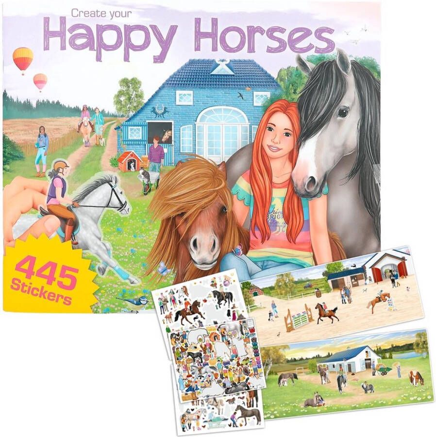 Ylvi & the Minimoomis Kleurboek eenhoorn paarden kleur boek met glitters op cover + stickers