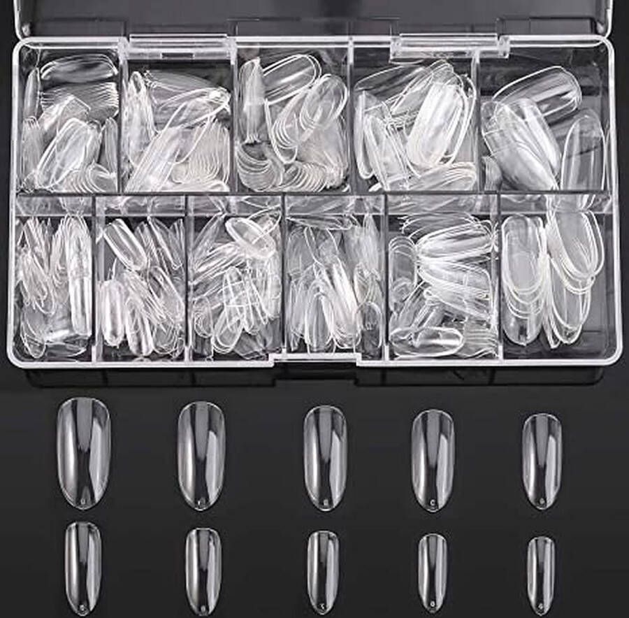 Miss Trésor Nagel Tips Transparant Oval 500 stuks Nagel tips transparant – Nageltips voor gelnagels – Nagel tips acryl – Transparante nageltips – Transparante nagels – Fake nails clear Kunstnagels Nepnagels