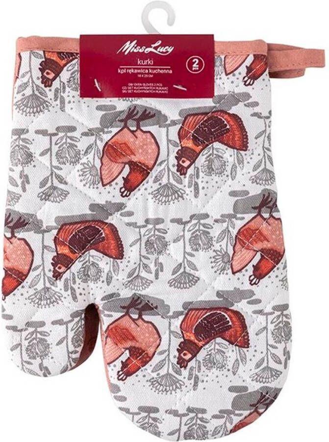 MissLucy Miss Lucy Kurki set van 2 ovenwanten Ovenhandschoenen Keuken textiel Keukenhandschoen Roze