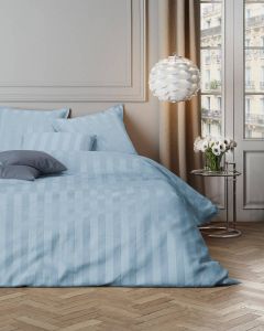 Mistral Home DEKBEDOVERTREK katoensatijn 240 x 220 cm + 2x 65 x 65 cm lits-jumeaux Satijnstreep blauw