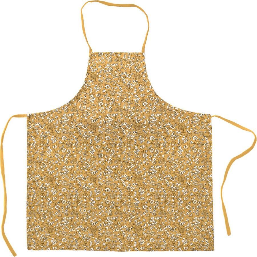 Mistral Home Keukenschort 100% katoen 70x90 cm Verstelbare nek Bloemen Geel