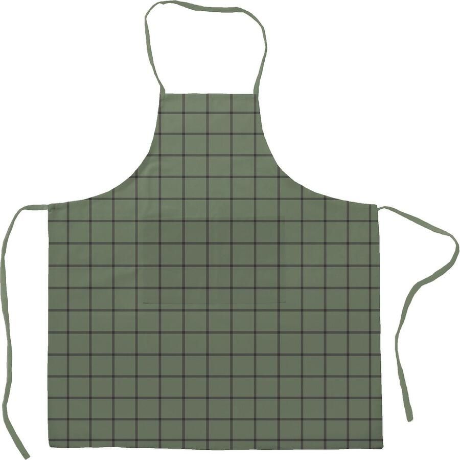 Mistral Home Keukenschort 100% katoen 70x90 cm Verstelbare nek Geblokt Khaki