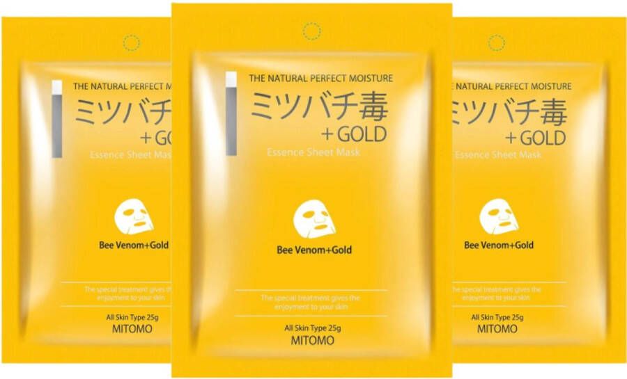 Mitomo Gold & Bee Venom Gezichtsmasker Ontdek de Magie van Goud en Bijengif voor een Stralende Huid 3 x 25g