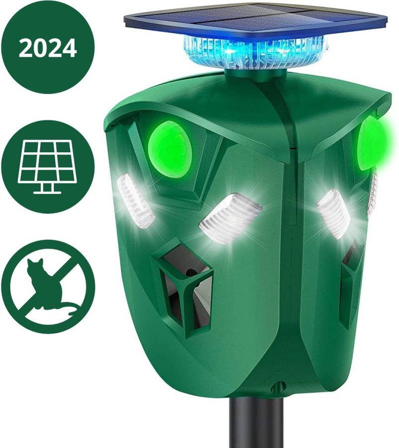 Mival Kattenverjager Ultrasone Verjager 360° Ultrasone Kattenverjager op Zonneenergie Dieren Verjager Marter Verjager Muizen Verjager Duiver Verjager Waterdicht Weer Bestendig PRO Model