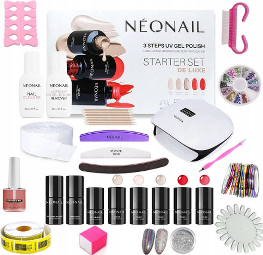 Mivida NeoNail Starterkit Starter Kit met Lamp Beginnersset 26 Delig Incl 5 Kleuren Gellak Nagelset XXL Gellak Gelnagels Gelpolish UV LED Lamp Nageldroger Gellak Starterspakket