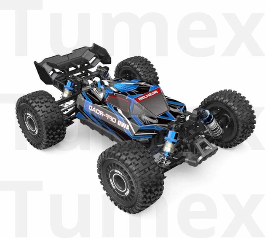 MJX Tumex RC Auto 1:16 70 km h Bestuurbare Buggy Met Borstelloze Motor Elektrisch 2 4GHz Controller Met 3 Batterijen Blauw