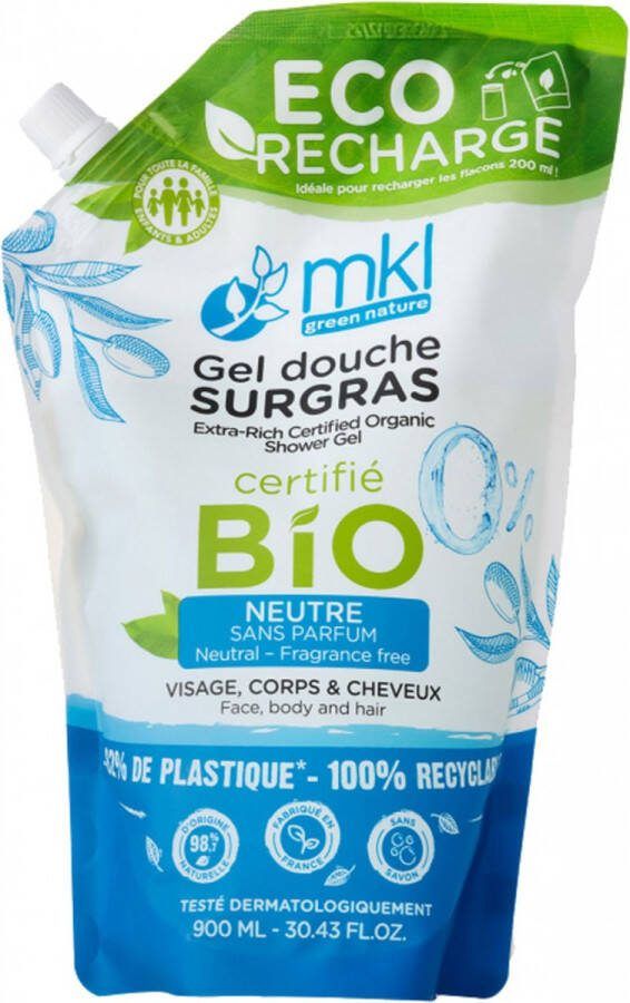 MKL Green Nature Organic Geurvrije Supervette Douchegel Eco-Refill 900 ml
