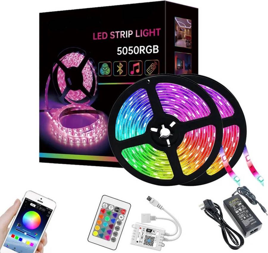 MKL Products RGB led strip SMD 5050 Music Sync Voice Control Google Home smart WIFI 10 meter Android IOS Alexa