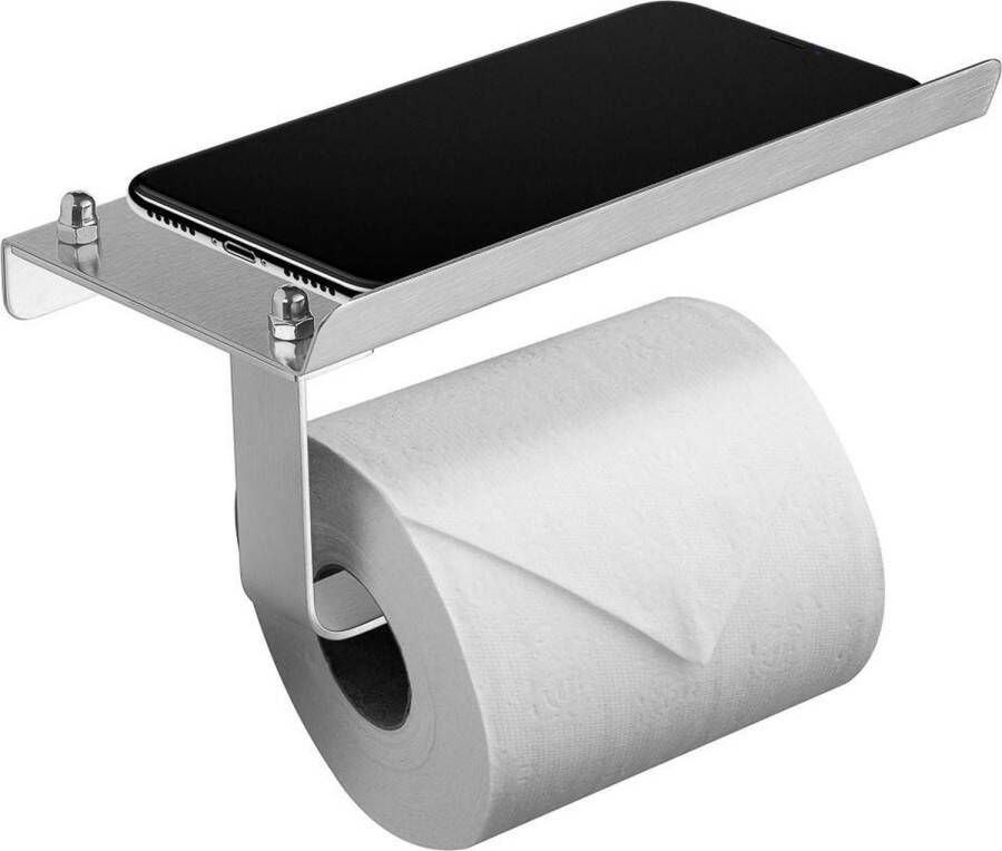 MKP Goods MKP Toiletrolhouder met opleg plank Wc-rolhouder Zilver