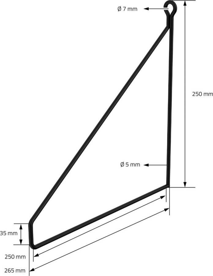 Ml-design 4 stuks plank beugel 250mm zwart metaal driehoekige plank beugels drijvende plank beugel draad muurbeugel plank ondersteuning voor wandmontage wand plank beugel opknoping plank