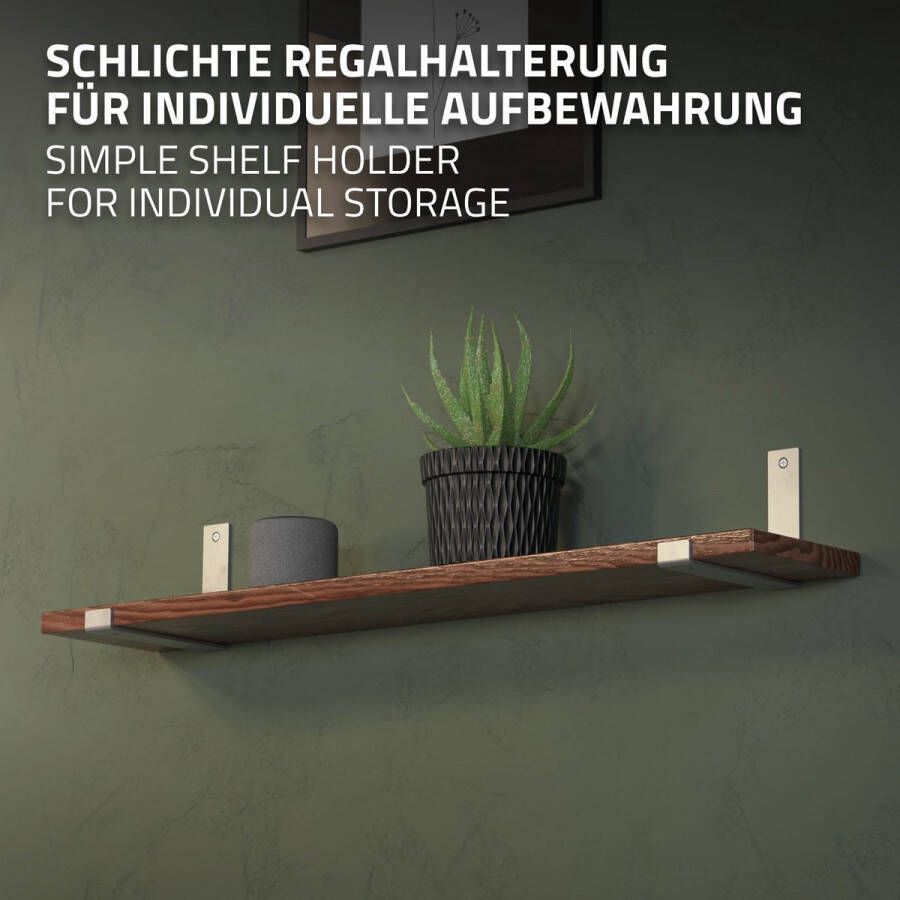 Ml-design 4 stuks plankbeugel 20x4x14cm grijs gemaakt van metaal 8 inch plankbeugels industriële plankbeugels planksteun voor wandmontage 90 graden wandbeugel L-vormige wandplank incl. schroeven