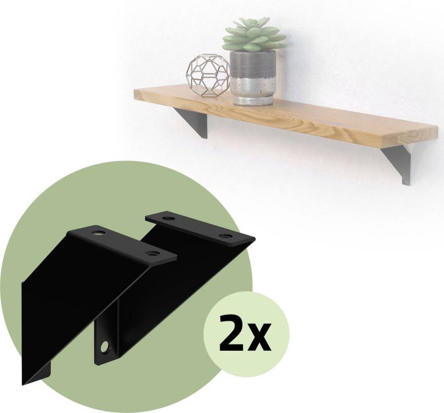 Ml-design 4 stuks planksteun 10 cm zwart metaal driehoekige planksteunen zwevende planksteunen wandbevestiging 90° wandsteun planksteun wandsteun hangplank planksteun