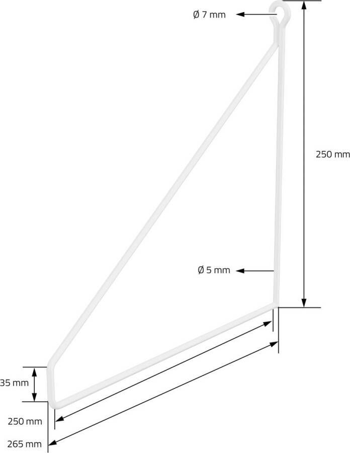 Ml-design 6 stuks plankbeugel 250mm wit metaal driehoekige plankbeugels zwevende plankbeugel draad wandbeugel planksteun voor wandmontage wandplank wandsteun hangende plank planksteun