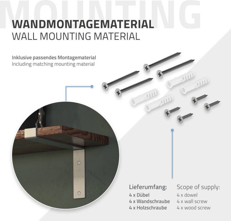 Ml-design 6 stuks plankbeugel 25x4x14 5 cm grijs gemaakt van metaal 10 inch plankbeugels industriële plankbeugels planksteun voor wandmontage 90 graden wandbeugel L-vormige wandplank