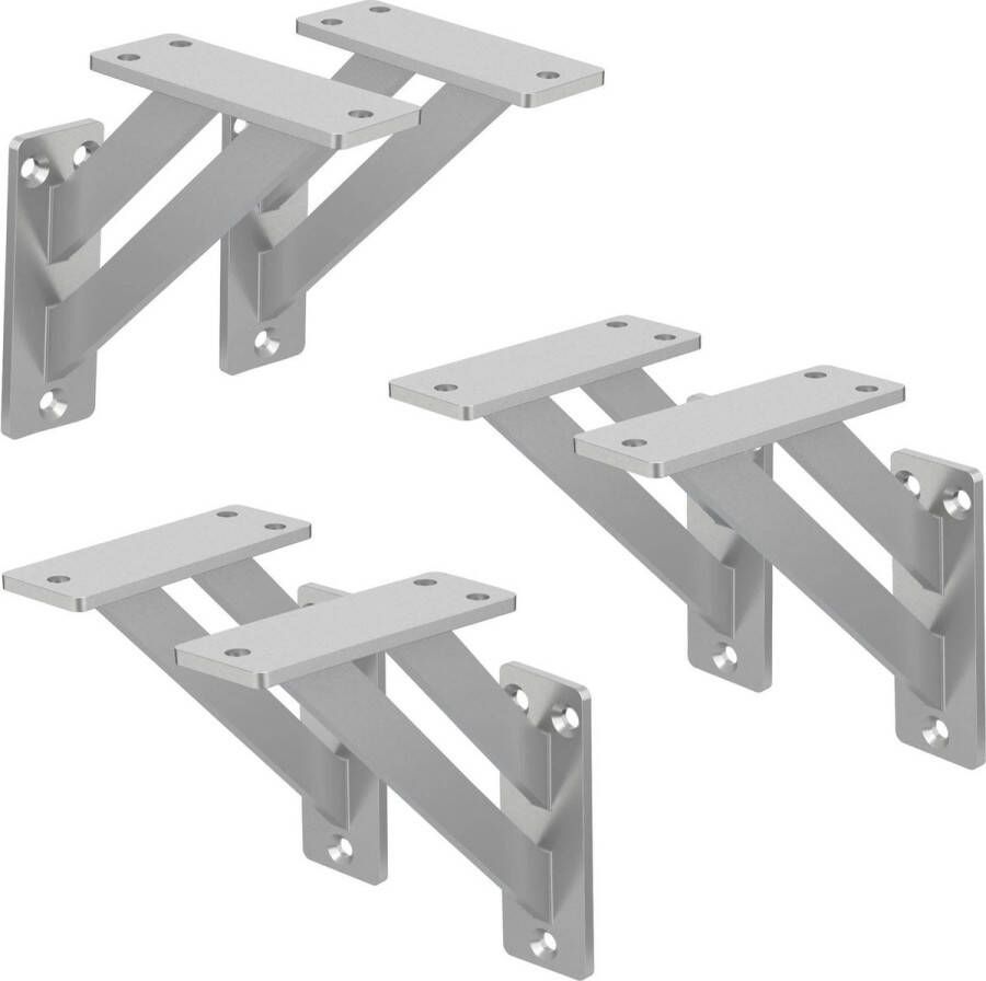 Ml-design 6 stuks plankdrager 120x120 mm zilver aluminium zwevende plankdrager wanddrager voor plankdrager voor wandmontage wandplankdrager plankdrager