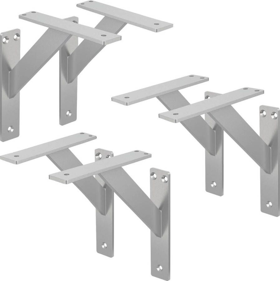 Ml-design 6 stuks plankdrager 180x180 mm zilver aluminium zwevende plankdrager wanddrager voor plankdrager voor wandmontage wandplankdrager plankdrager