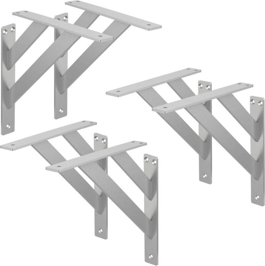 Ml-design 6 stuks plankdrager 240x240 mm zilver aluminium zwevende plankdrager wanddrager voor plankdrager voor wandmontage wandplankdrager plankdrager