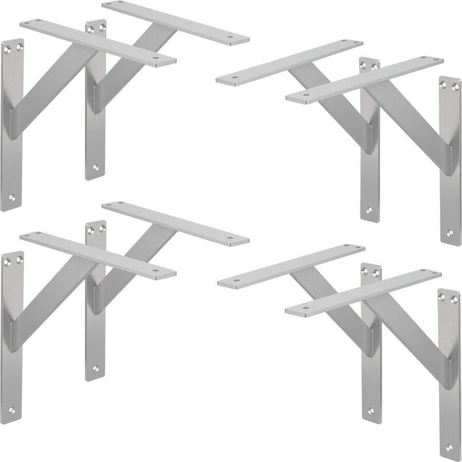 Ml-design 8 stuks plankdrager 240x240 mm zilver aluminium zwevende plankdrager wanddrager voor plankdrager voor wandmontage wandplankdrager plankdrager
