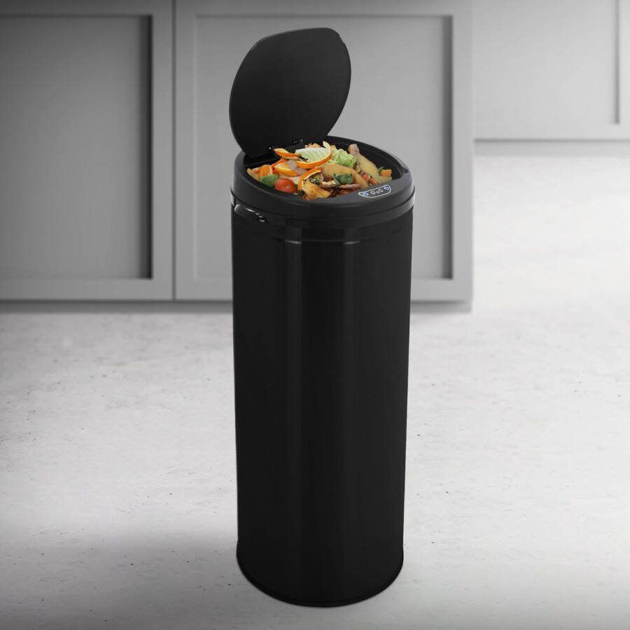 Ml-design Afvalbak 50 liter Zwart Glanzend Geborsteld Roestvrij Staal by