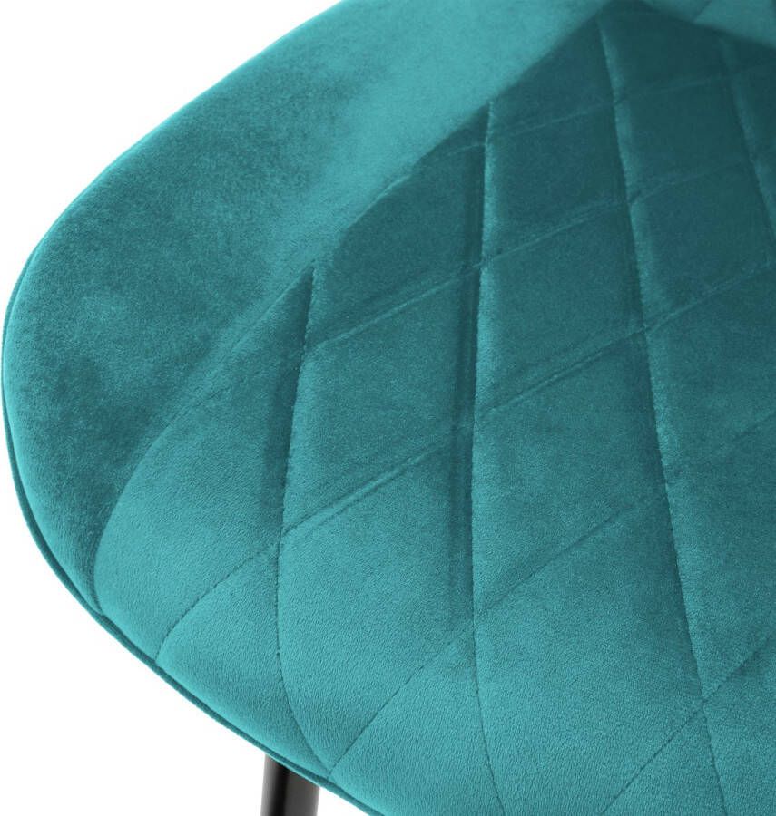 ml-design Eetkamerstoelen met rugleuning en armleuningen Set van 2 Turquoise fluwelen bekleding met metalen poten