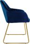 Ml-design Eetkamerstoelen met rugleuning set van 2 blauw fluwelen bekleding met metalen poten - Thumbnail 1