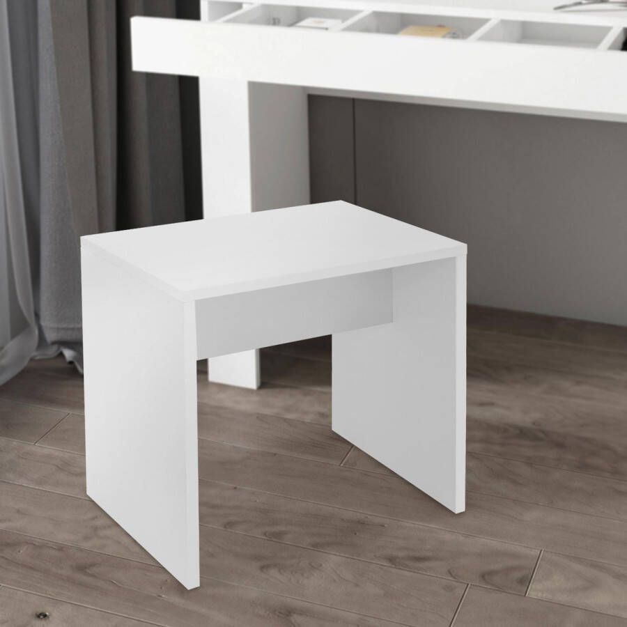 ML-Design Ecd Germany Kaptafel Kruk Wit 40x36x41 Cm Edele En Elegante Uitstraling Hoog Zitcomfort