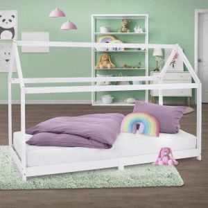 Ml-design Kinderbed met dak en lattenbodem 90x200 cm White Pine