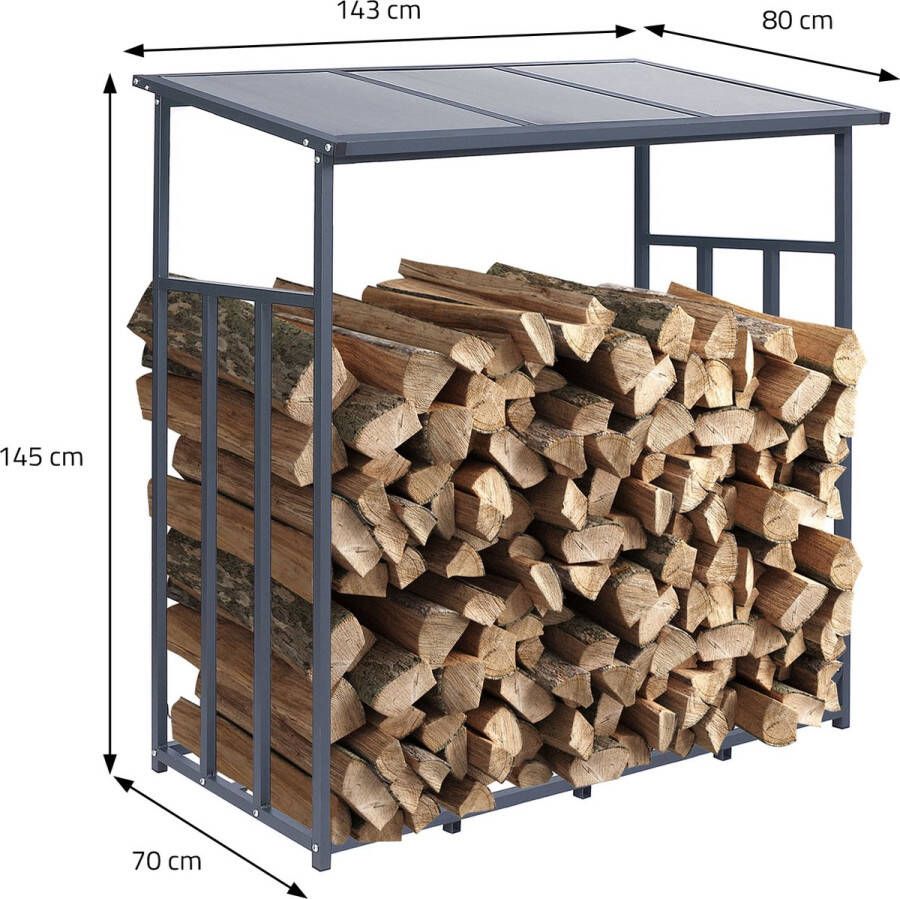 ML-Design Metalen Brandhoutrek Antraciet Xl 145 X 57 X 145 Cm Brandhoutrek Buiten