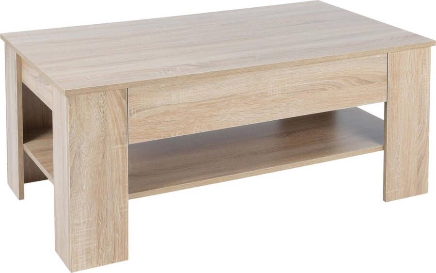 Ml-design ML Design salontafel Sonoma Ecihe 110x65x48 cm met lade en legplank gemaakt van spaanplaat en hout optiek met melamine coating