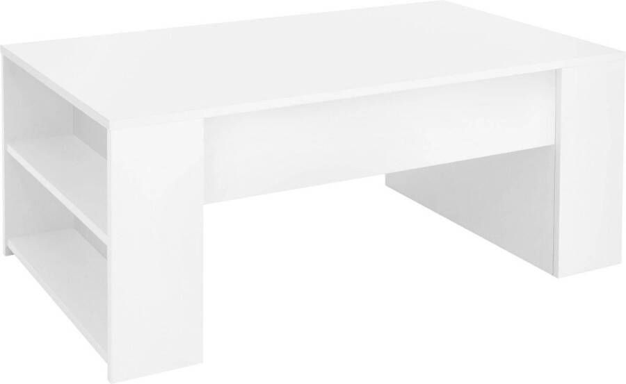 ML-Design Salongbord Hvit Stue Mdf-sidebord Med 2 Hyller Moderne Elegant