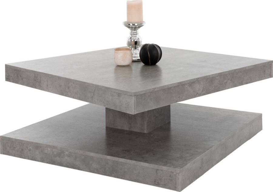 ml-design Salontafel met 360° draaibaar tafelblad 78x78x36 cm grijs spaanplaat