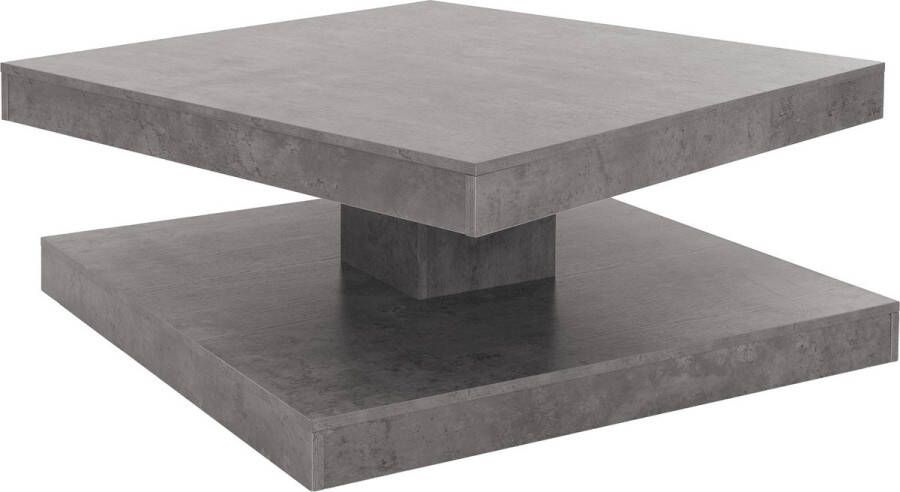 Ml-design Salontafel met 360° draaibaar tafelblad 78x78x36 cm grijs spaanplaat