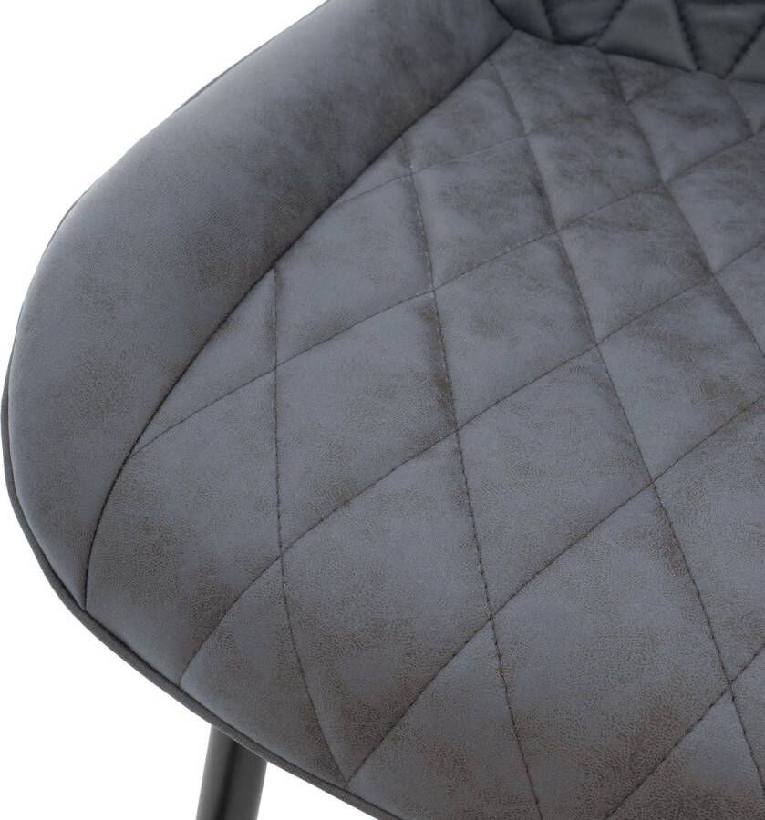 Ml-design Set van 4 Eetkamerstoelen Eetkamerstoel met rugleuning en armleuningen antraciet PU kunstlederen zitting metalen poten keukenstoelen woonkamerstoelen gestoffeerde stoel