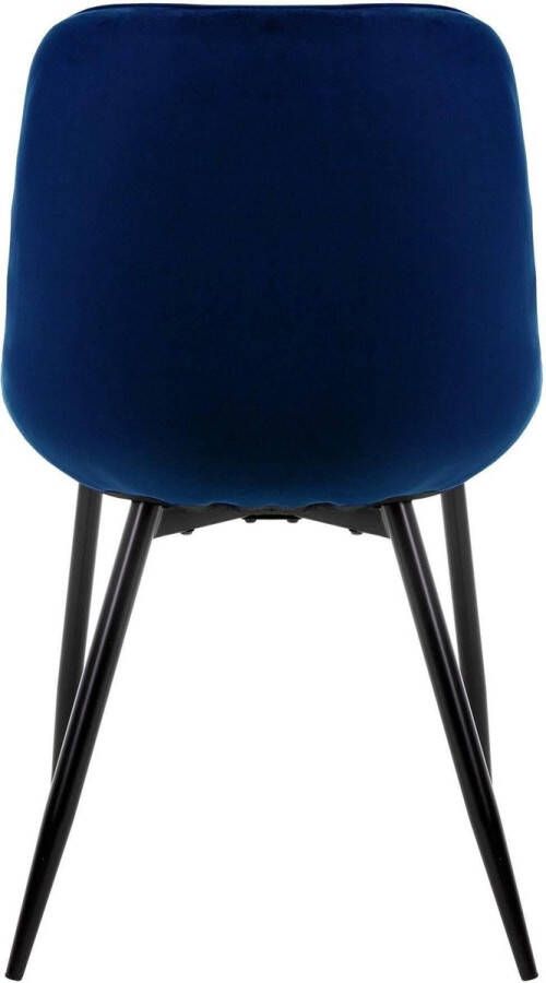 Ml-design Set van 4 Eetkamerstoelen Eetkamerstoel met rug en armleuningen donkerblauw fluwelen zitting metalen poten Keukenstoelen Woonkamerstoelen Gestoffeerde stoelen Krukken