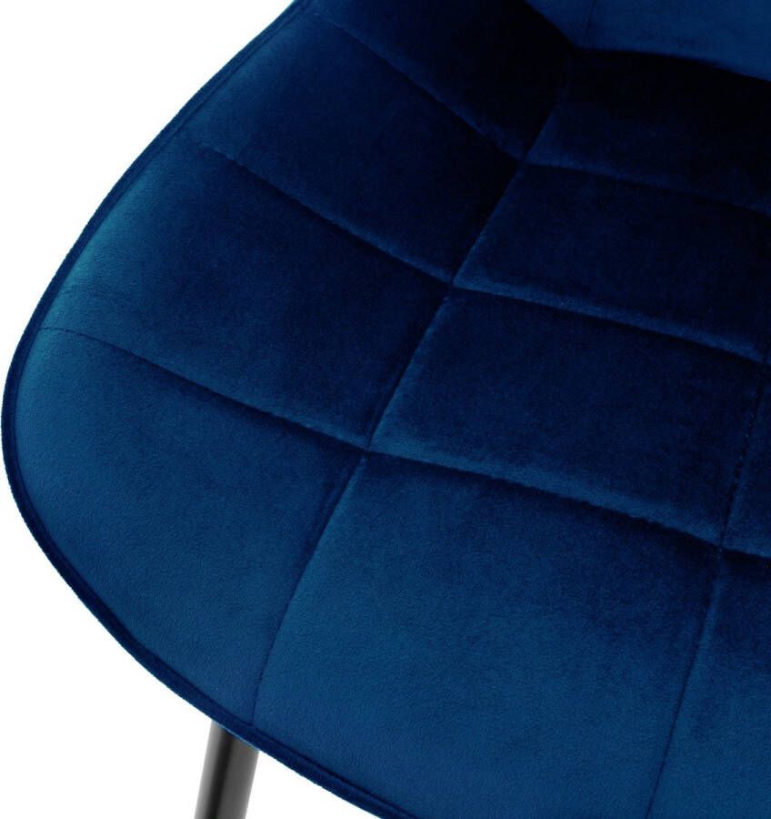 Ml-design Set van 4 eetkamerstoelen met rugleuning donkerblauw keukenstoel met fluwelen bekleding gestoffeerde stoel met metalen poten ergonomische stoel voor eettafel eetkamerstoel woonkamerstoel keukenstoelen