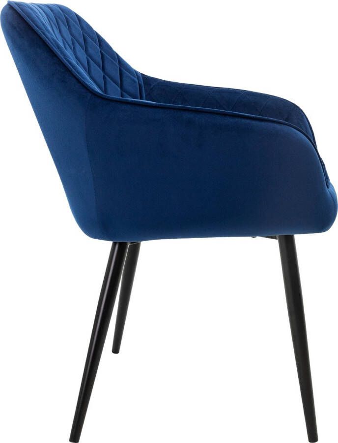 Ml-design Set van 6 Eetkamerstoelen met Armleuningen en Rugleuning Donkerblauw Keukenstoel met Fluwelen Bekleding Gestoffeerde Stoel met Metalen Poten Ergonomische Stoel voor Eettafel Eetkamerstoel Woonkamerstoel