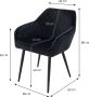 Ml-design Set van 8 eetkamerstoelen met armleuning en rugleuning zwart keukenstoel met fluwelen bekleding gestoffeerde stoel met metalen poten ergonomische stoel voor eettafel woonkamerstoel - Thumbnail 1