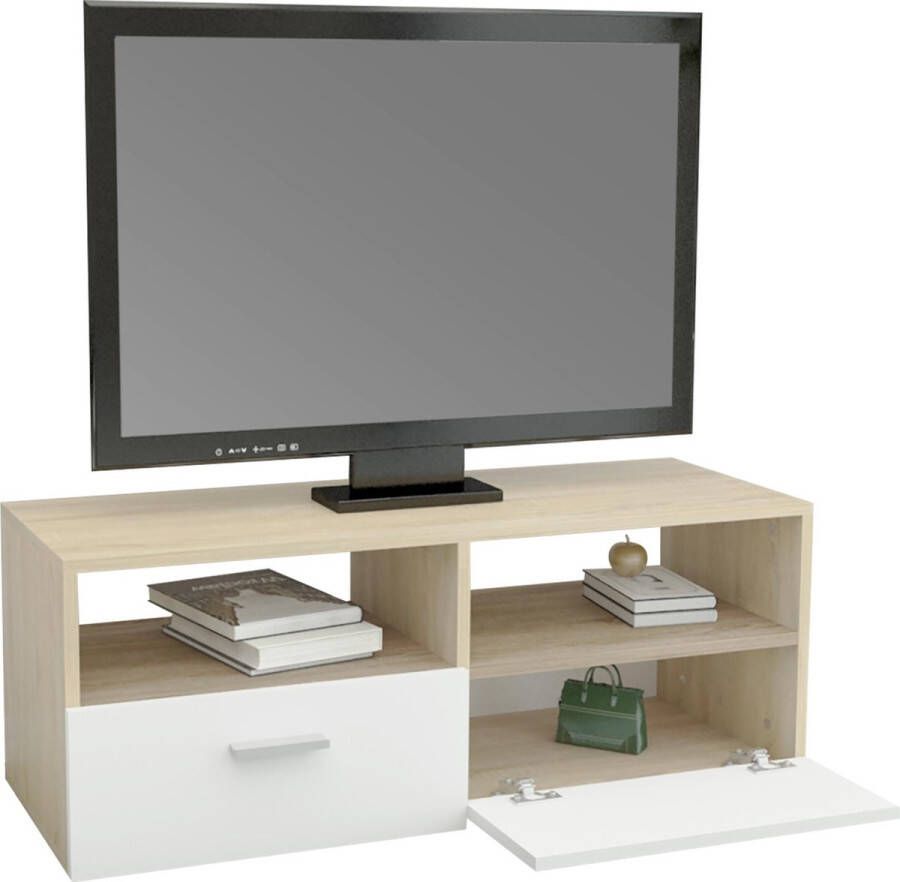 ml-design TV lowboard wit naturel 95x36x35 cm gemaakt van MDF spaanplaat