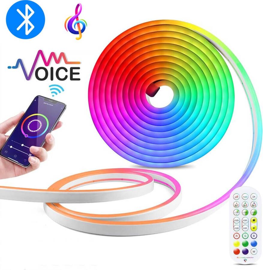 ML-Trading Smart NEON LED Strip RGB Dreamcolor Muziek APP Bleutooth Voice 5 Meter Afstandbediending LED DMX