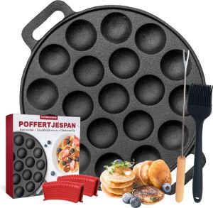 MM Brands Poffertjespan Poffertjesmaker Inductie Oven BBQ Inclusief Handvat Borstel en Vorken