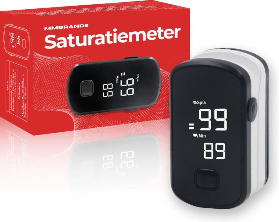 MM Brands Saturatiemeter – Zuurstofmeter Vinger Met Hartslagmeter – Pulse Oximeter